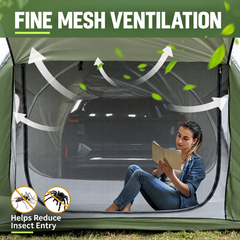 Car Rear Hatchback Tent with Awning Water Resistant Tailgate Camping Shelter for SUV MPV Van Light Rain Protection Portable Green for Outdoor Camping