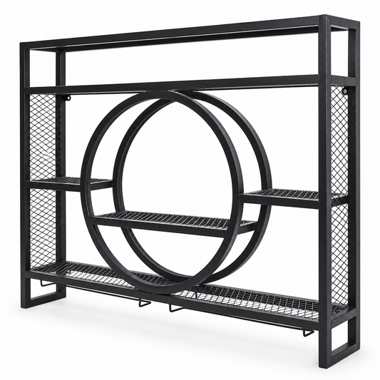 Wall Mounted Wine Rack 100x15x80cm 3-Tier Iron Bottle Storage Shelf with Wine Glass Holder, Industrial Display Shelf for Home Bar Kitchen Dining Areas