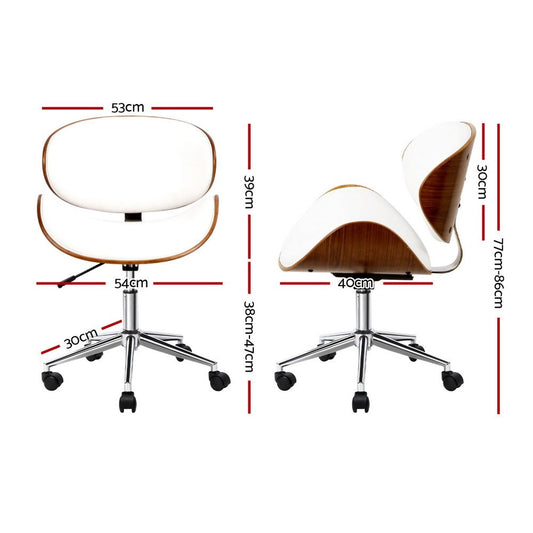 Artiss Wooden Office Chair Leather Seat White