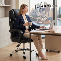 Artiss Executive Office Chair Leather Recliner Black