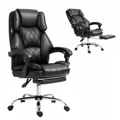 Artiss Executive Office Chair Leather Footrest Black