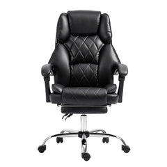 Artiss Executive Office Chair Leather Footrest Black