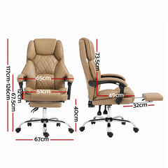 Artiss Executive Office Chair Leather Footrest Espresso