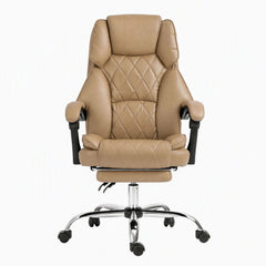 Artiss Executive Office Chair Leather Footrest Espresso