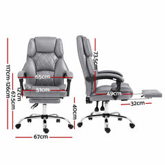 Artiss Executive Office Chair Footrest Grey