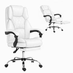 Artiss Executive Office Chair Leather Footrest White