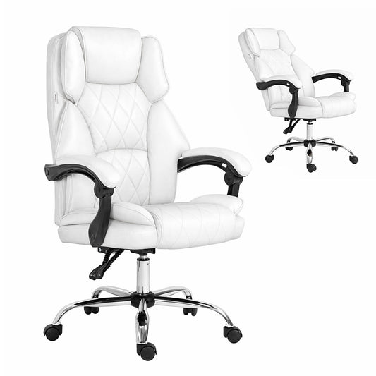 Artiss Executive Office Chair Leather Recliner White