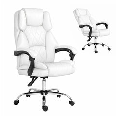 Artiss Executive Office Chair Leather Recliner White