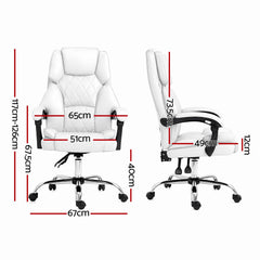 Artiss Executive Office Chair Leather Recliner White