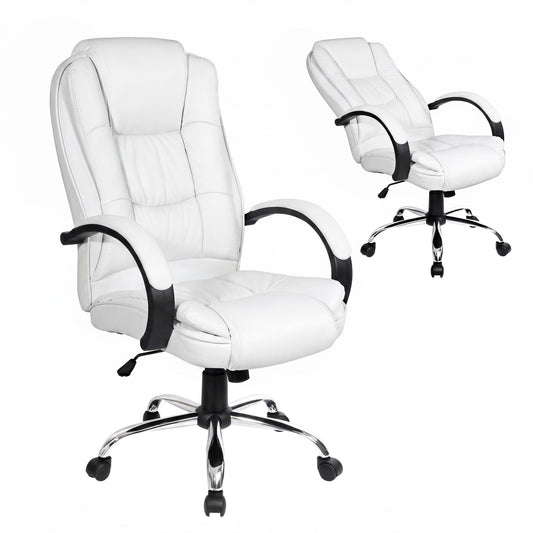 Artiss Executive Office Chair Leather Tilt White