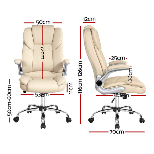 Artiss Executive Office Chair Leather Tilt Beige
