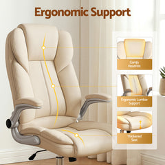 Artiss Executive Office Chair Leather Tilt Beige