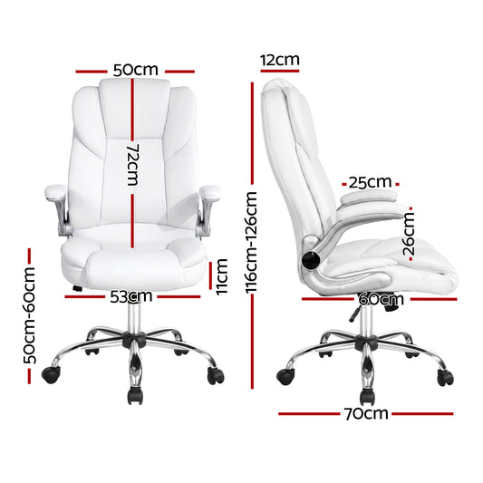 Artiss Executive Office Chair Leather Tilt White