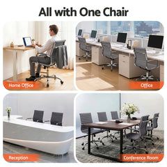 Artiss Office Chair Conference Chairs PU Leather Mid Back Grey
