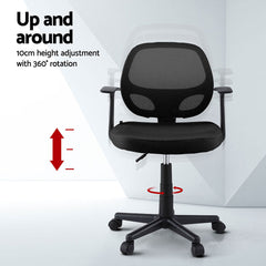 Artiss 2x Mesh Office Chair Computer Gaming Desk Chairs Work Study Mid Back Black