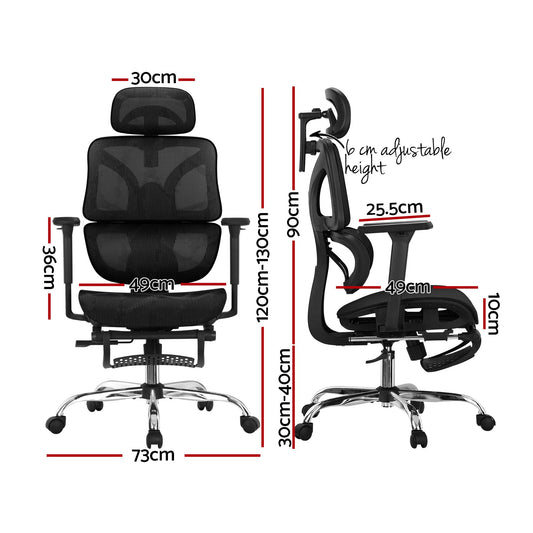 Artiss Ergonomic Office Chair Footrest Black