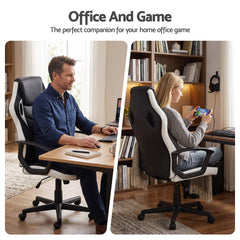 Astiss Gaming Office Chair Desk Racing Computer Chairs Executive Home Black & White