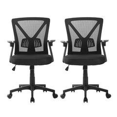 Artiss 2x Mesh Office Chair Mid Back Black