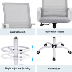 Artiss Office Chair Drafting Chairs Stool Computer Desk Studios Mesh White