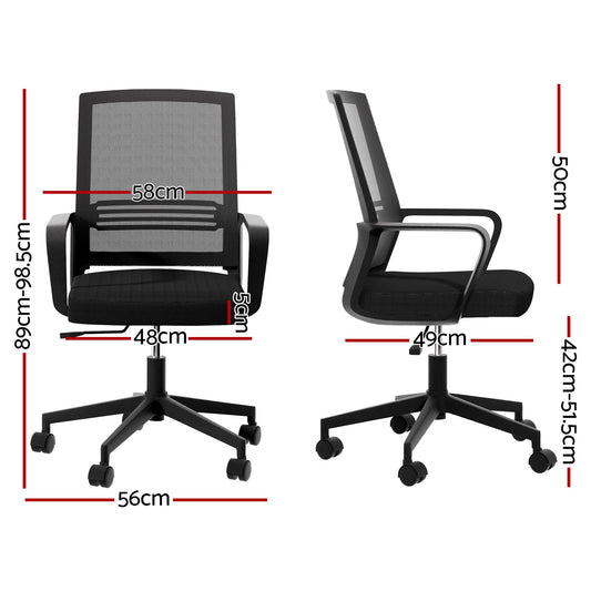 Artiss Mesh Office Chair Mid Back Black