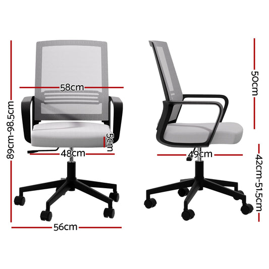 Artiss Mesh Office Chair Mid Back Grey