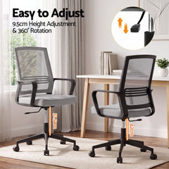 Artiss Mesh Office Chair Mid Back Grey