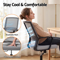 Artiss Mesh Office Chair Mid Back Grey
