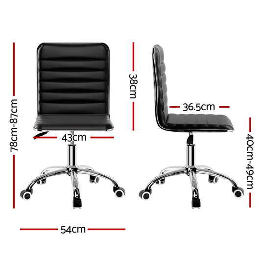 Artiss Office Chair Conference Chairs PU Leather Low Back Black