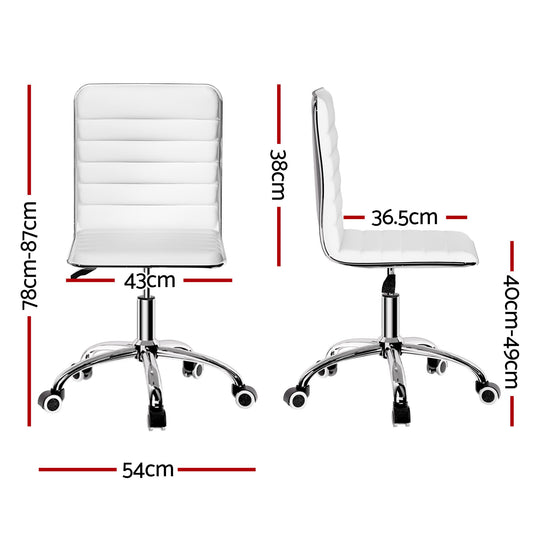 Artiss Office Chair Conference Chairs PU Leather Low Back White