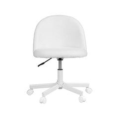 Artiss Office Chair Armless Swivel Vanity Desk Chair with Wheels Teddy Fleece White
