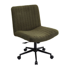 Artiss Armless Cross Legged Office Chair Wide Seat Vanity Chair Teddy Fleece Green
