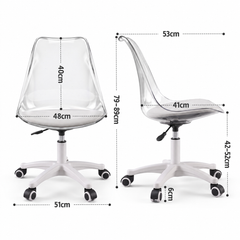 Artiss Clear Acrylic Office Chair Armless Swivel Vanity Desk Chair Mondern White