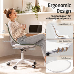 Artiss Clear Acrylic Office Chair Armless Swivel Vanity Desk Chair Mondern White