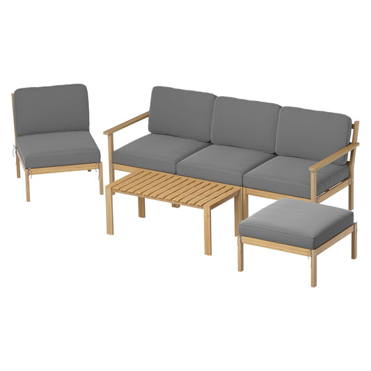 Gardeon 5-Seater Outdoor Sofa Set Wooden Lounge Setting 6PCS