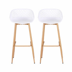Gardeon 2PC Outdoor Bar Stools Plastic Metal Dining Chair Patio Furniture White
