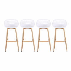 Gardeon 4-Piece Outdoor Bar Stools Plastic Metal Dining Chair Balcony White