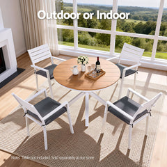 Gardeon 4PC Outdoor Dining Chairs Stackable Aluminum Lounge Chair Patio Furniture