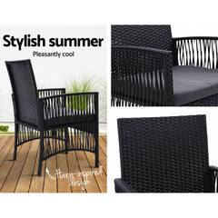 Gardeon 2PC Outdoor Dining Chairs Patio Furniture Wicker Lounge Chair Garden