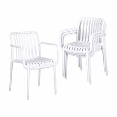 Gardeon 4PC Outdoor Dining Chairs Patio Furniture PP Stackable Chair Garden White