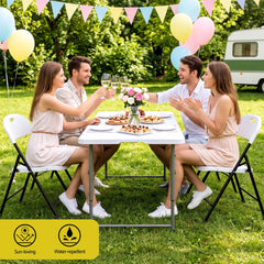 Gardeon 4PC Outdoor Dining Chairs PP Folding Chair Patio Garden Furniture White