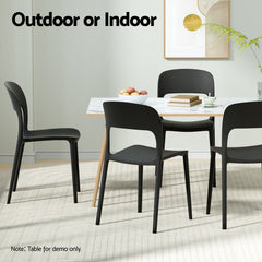 Gardeon 4PC Outdoor Dining Chairs Stackable PP Patio Chair Garden Furniture Black