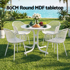 Gardeon 5PCS Outdoor Dining Set Table and Chairs Patio Furniture Garden Diamond White