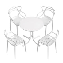 Gardeon 5PCS Outdoor Dining Set Table and Chairs Garden Patio Furniture Entwine White