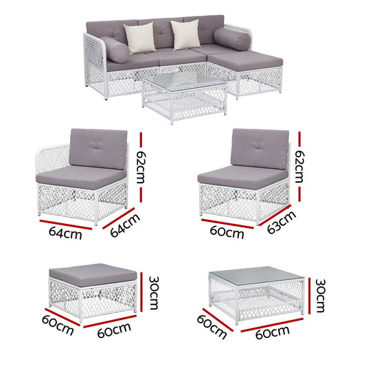 Gardeon 4 Seater Outdoor Sofa Set 5PCS Table Chair Set Garden Patio Furniture