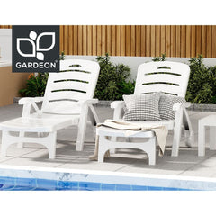 Gardeon Set of 2Sun Lounger Folding Chaise Lounge Chair Wheels Patio Outdoor Furniture