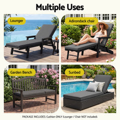 Gardeon Outdoor Chaise Lounge Cushion Lounge Chair Pad Sunbed Mattress Grey