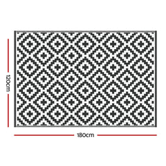 Gardeon Outdoor Rugs 120x180cm Large Carpet Reversible Area Mat PP Dual-Sided Patio Rug Cross