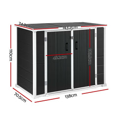 Gardeon 1070L Outdoor Storage Box Garden Shed Lockable Cabinet Tool Organizer Dark Grey