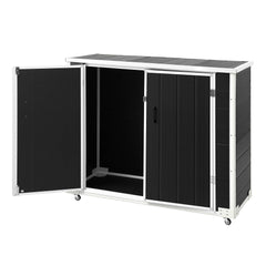 Gardeon Outdoor Storage Box 1164L Garden Shed 5 Wheels Lockable Cabinet Tool Organizer Dark Grey
