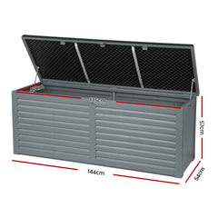 Gardeon Outdoor Storage Box 390L Container Lockable Garden Bench Tools Toy Shed Black